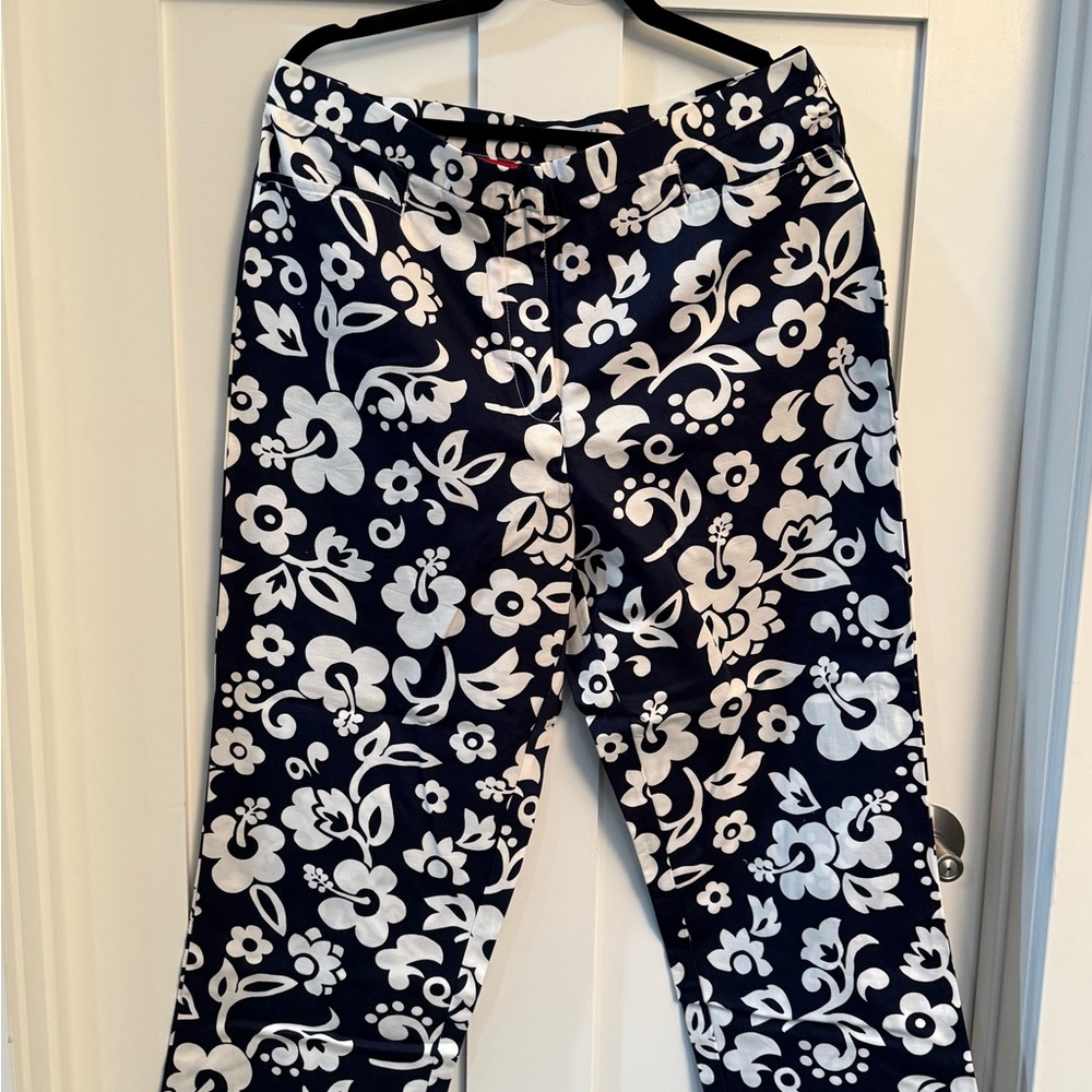 Tommy Hilfiger Floral Print Navy and White Pants